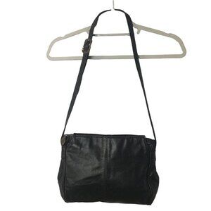 Stone Mountain Leather Shoulder Bag Zips Black